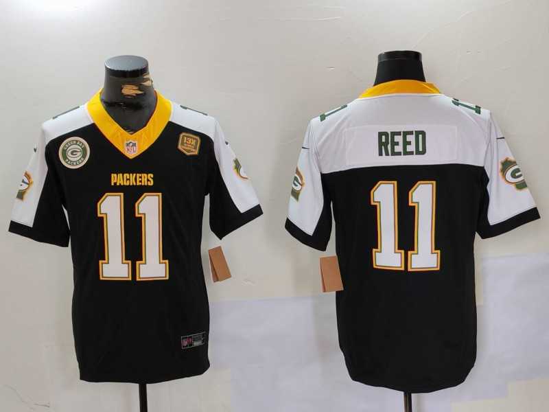 Mens Green Bay Packers #11 Jayden Reed Black White 2024 F.U.S.E. Home Patch 13 Time World Champions Vapor Untouchable Limited Stitched Jerseys